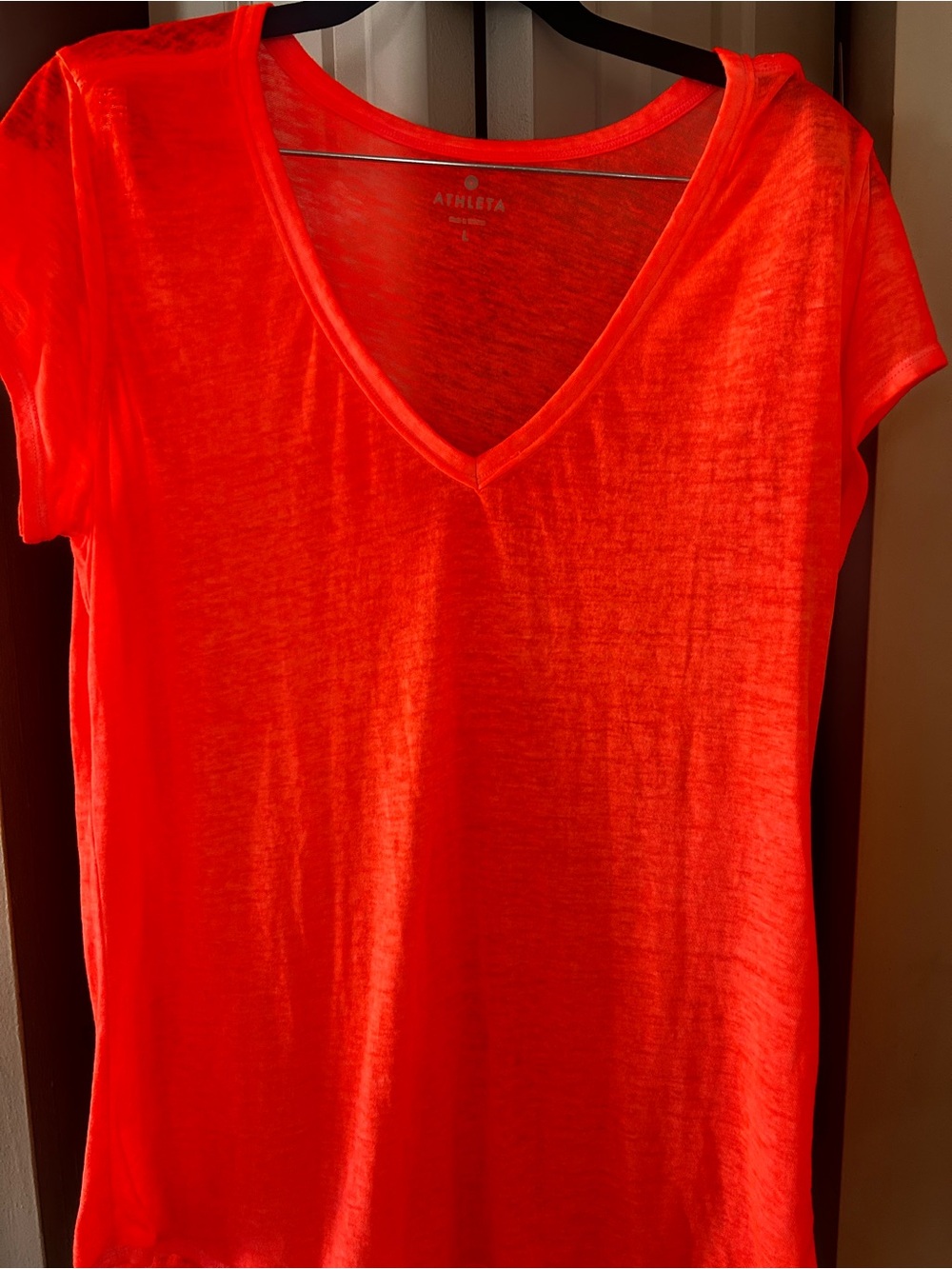 Athleta V-Neck Short Sleeve Tee - Neon Coral